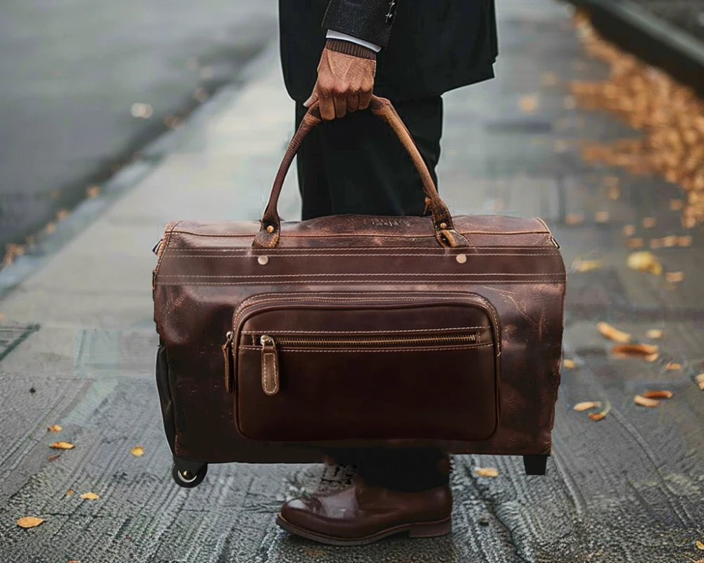 retro luggage with wheels